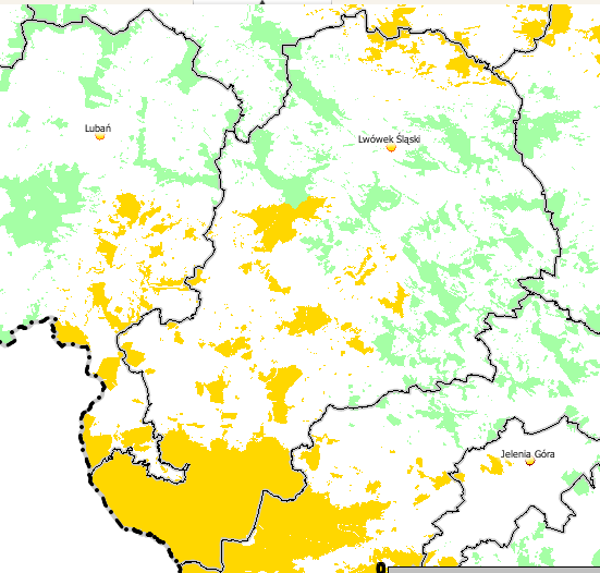 Rysunek 17. Uszkodzenia lasów na terenie Powiatu Lwóweckiego. Źródło: Opracowanie ekofizjograficzne woj.