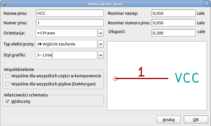 Wprowadzenie do programu KiCad 32 / 41 4. Umieść pin klikając w miejscu gdzie chciałbyś aby się pojawił, mniej więcej na prawo pod etykietą MYCONN3. 5.