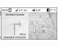 Nawigacja 67 Włączanie systemu nawigacyjnego Nacisnąć przycisk NAV. Na wyświetlaczu pojawia się mapa bieżącej lokalizacji.