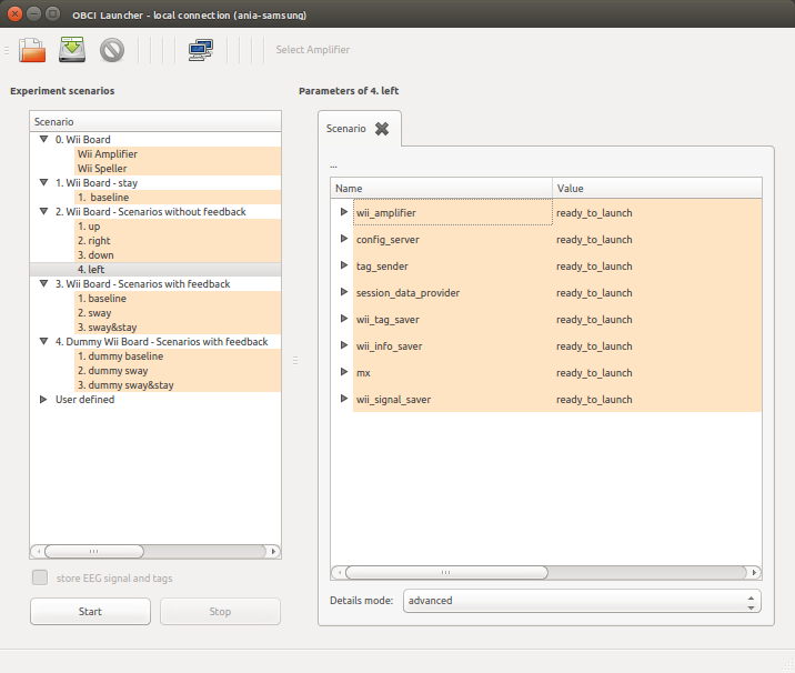 Scenariusze eksperymentalne Aby uruchomić obci_gui z odpowiednimi scenariuszami eksperymentalnymi należy wykonać polecenia: $ sudo obci srv $ obci_gui --presets new_tech Scenariusze do Ćwiczenia