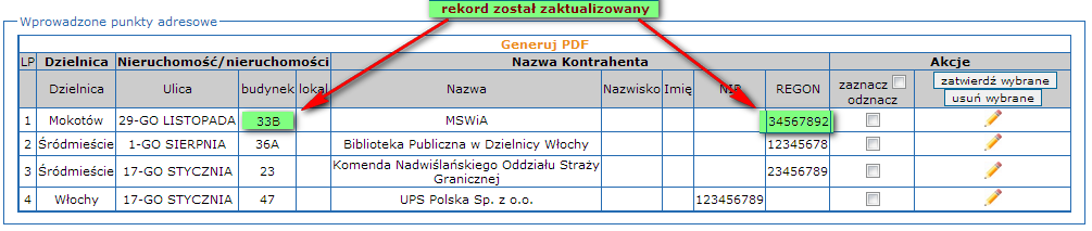 Po poprawieniu danych na właściwe koniecznie trzeba zapisać zmiany klikając na przycisk 4.