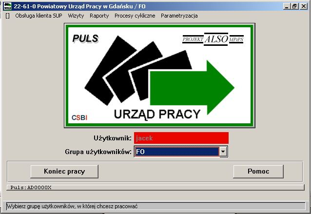 SI PULS składał się z 12 aplikacji, które wspierały realizację zadań pup w zakresie takich modułów jak: Formalna Obsługa Osób,