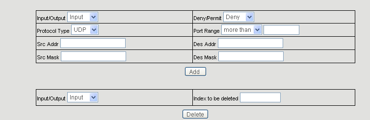 Strona umożliwiająca konfigurację Firewall.