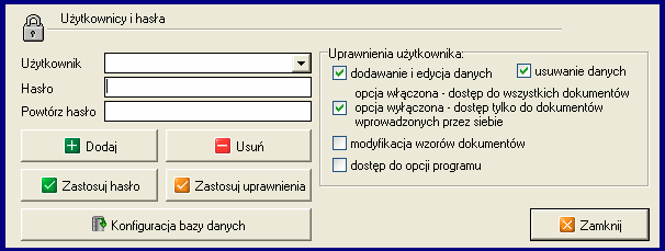 2. Bezpieczeństwo programu. 2.1 Hasła dostępu dla kaŝdego z uŝytkowników Standardowo program Estima- kancelaria ma wprowadzonego jednego uŝytkownika Administrator z pustym hasłem.