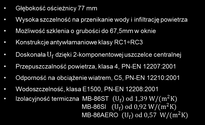 System aluminiowy do wykonywania okien, drzwi,