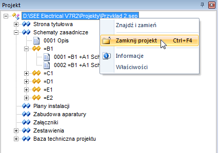 Drukowanie projektu przykładowego Aby wydrukować projekt, należy wybrać polecenie Plik > Drukowanie > Drukuj (lub Ctrl+P).