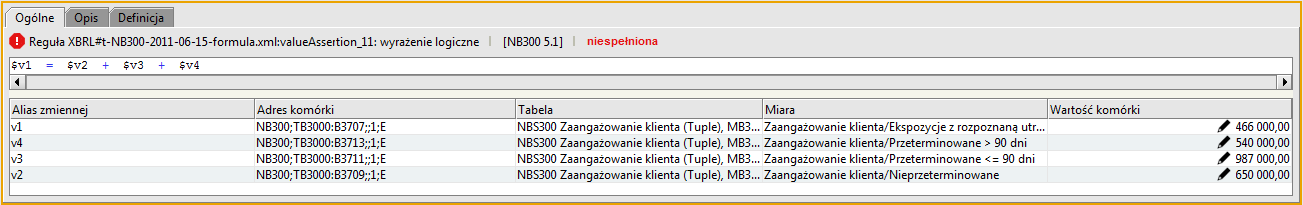 Dla powyższej zależności została utworzona dodatkowa reguła wyliczeniowa: asist#nb_fva_10, pozwalająca na wyliczenie wartości komórki: B3701 przy wykorzystaniu jednej z funkcji: wylicz dane, wylicz