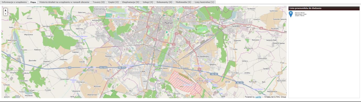 W celu uzyskania szczegółowych informacji na temat serwisowanych urządzeń należy przejść na zakładkę urządzenia (2) Po zaznaczeniu urządzenia z listy, w dolnej części okna znajdziemy informacje: