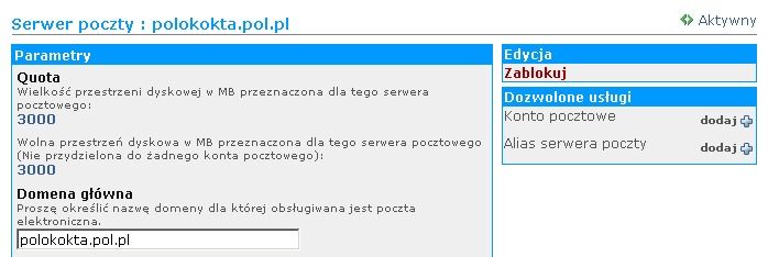 W przykładzie pokazanym powyżej, jako domenę główną przyjęto domenę polokokta.pol.pl. Po dodaniu aliasu domenowego np. nowadomena.x.pl, nazwatowaru.