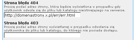 Krok 9: Obsługa stron błędów Wprowadzenie przez osobę korzystającą z serwisu internetowego niewłaściwego adresu (w pasku przeglądarki), bądź kliknięcie na błędnie opisany odnośnik (link) powodują