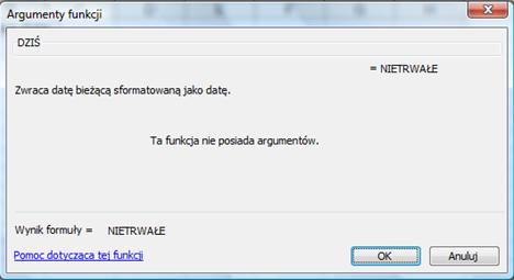 Aktualna data Jeżeli chcesz w dokumencie wstawić, aktualną datę, która codziennie się będzie aktualizować to nie ma lepszej funkcji niż =DZIŚ().