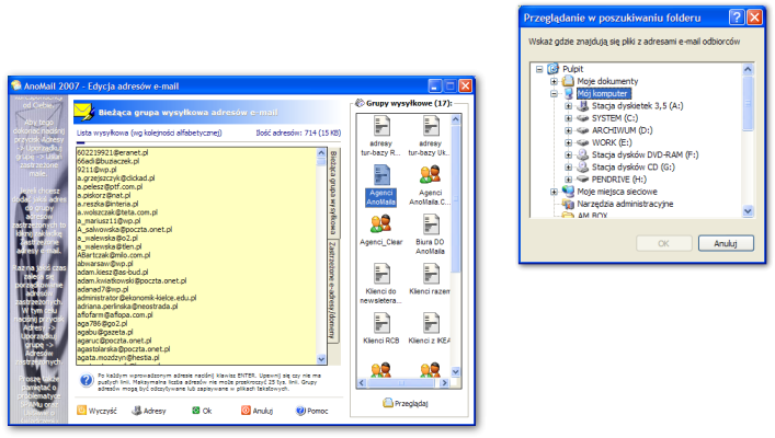 Na stronie internetowej programu pokazano w lekcji nr 2 jak mo na pobiera7 adresy e-mail do programu AnoMail 2007 aby utworzy7 listy mailingowe.