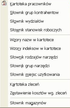 Słowniki programu wyposażony jest w system słowników, służących do kontroli poprawności wprowadzanych danych.