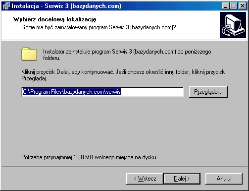 Wciskamy dalej >> Standardowo program instaluje się w katalogu c:\program Files\Kambit\Serwis3.