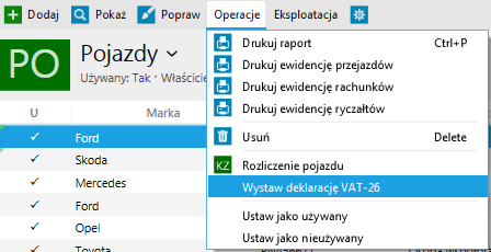 Program automatycznie zaznacza pole Wystawiono deklarację w momencie gdy użytkownik wypisze ją w programie.