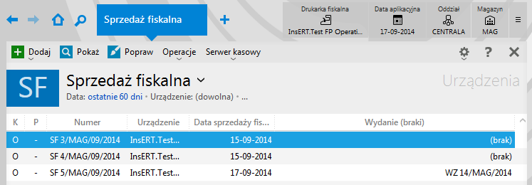 Dodano nowy sposób odbioru sprzedaży z kasy fiskalnej - Sprzedaż fiskalna (Su) Sprzedaż fiskalna dedykowana dla częstego odbierania danych o sprzedaży z kasy fiskalnej.