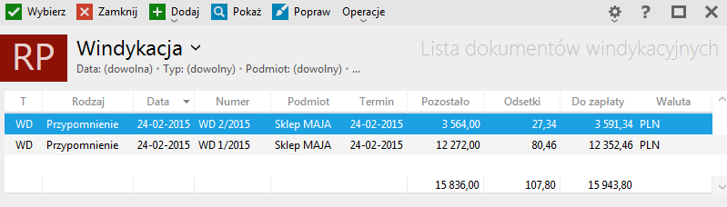 Wersja V5 Dodano zapis seryjny operacji kasowych i dyspozycji bankowych (Su, Ra, Re) Dodano możliwość tworzenia not odsetkowych z wezwań do zapłaty (Su, Ra, Re) Po wybraniu opcji Nota odsetkowa do