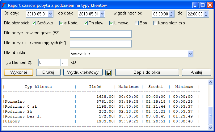 4.7.11. Raport pobytu z podziałem na strefy Raport ten zawiera informacje dotyczące liczby osób oraz czasu pobytu na obiekcie, bądź na wybranej strefie.