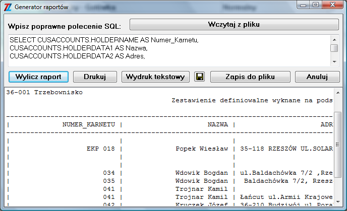 4.12. Raport przejść Po wybraniu odpowiedniego portu z adresem czytnika program wyświetli informacje o ilości przejść danej karty na określoną strefę. 4.13.