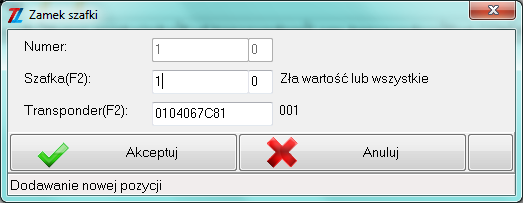 Dodanie nowej pozycji umożliwia przycisk Dodaj, pojawia się okno, jak pokazano poniżej.