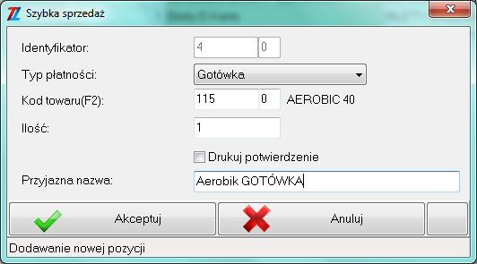 5.7. Szybka sprzedaż Funkcja ta umożliwia ustawienie, jakie usługi bądź towary będą sprzedawane za pomocą funkcji Szybka sprzedaż z poziomu ekranu głównego.