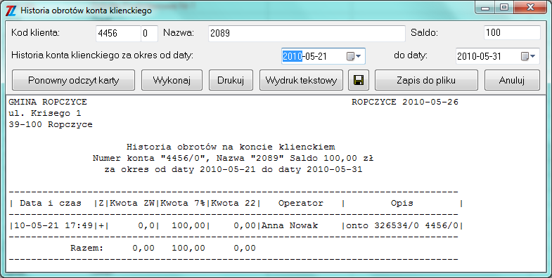 Pola formularza takie jak: Numer wpisu, Forma zapłaty, Kwota zapłaty, Data zapłaty, Data rejestracji - są wypełnione automatycznie.