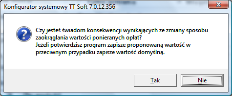 W przypadku wprowadzenia innej cyfry niż 2, program pyta, czy jesteśmy pewni konsekwencji takiego ustawienia, wysyłając komunikat: Program sprawdza i stosuje się do tego ustawienia w trzech