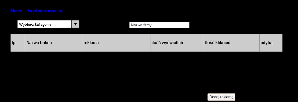 Lista wyboru moderowanej strony/kategorii. Filtr po nazwie w Edycja firm. 11.