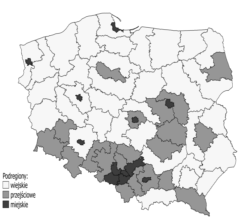 86 Odmienna sytuacja poszczególnych podregionów pozwoliła dodatkowo uchwycić przyczyny zróżnicowanej pozycji wybranych województw w kraju.