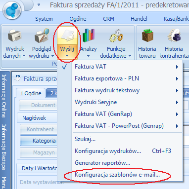 Podręcznik Użytkownika systemu Comarch OPT!MA Str. 69 Rys.56 Konfiguracja szablonów e-mail 9.3.