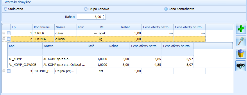 Podręcznik Użytkownika systemu Comarch OPT!MA Str. 85 Dodaj umożliwia dodanie pozycji towaru/usługi.