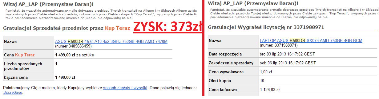 Powyższe kwoty nie są powalające, ale pomyśl parę takich transakcji miesięcznie zajmowało mi kilka kilkanaście godzin pracy, a dawało kilkaset złotych dodatkowego dochodu.