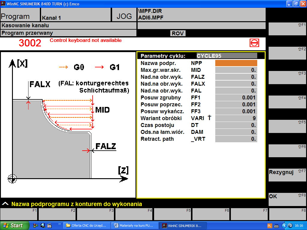 5. 6. 7. Obróbka narzędziem. Odwołanie funkcji modalnych i przesunięć punktów zerowych. Zakończenie programu (Funkcja M2 lub M30).