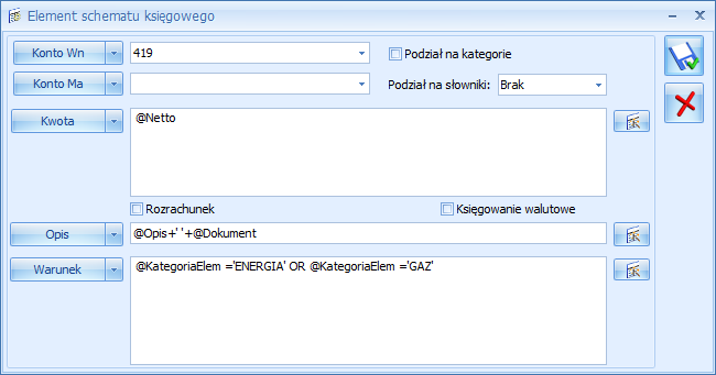 Podręcznik Użytkownika systemu Comarch OPT!MA Str. 165 Rys. 100 Lista elementów schematu księgowego W celu dodania nowej pozycji schematu należy wybrać przycisk księgowań. Dodaj.