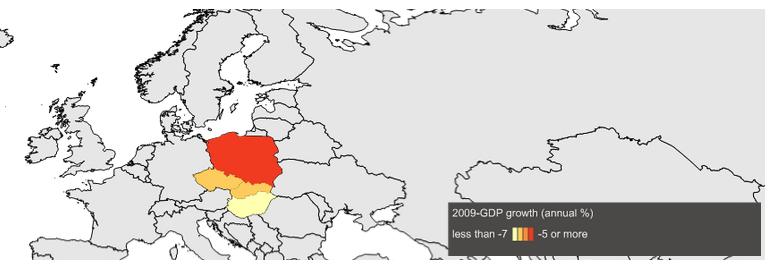 Rysunek 3. Poziom PKB na Słowacji, Węgrzech, Czechach i w Polsce w latach 2005-2013. Źródło: Opracowanie własne na podstawie World Bank, dostęp 07.05.2015.