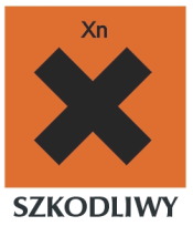 Symbol zagrożeń: Xn Zespoły -R: 22 - działa szkodliwie po połknięciu 41 ryzyko poważnego uszkodzenia oczu, Zespoły -S: 2 - chronić przed dziećmi.