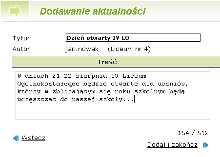 Aktualności Aktualności Opcja Aktualności służy umieszczaniu na stronie kandydata aktualnych informacji dotyczących różnego rodzaju zmian.