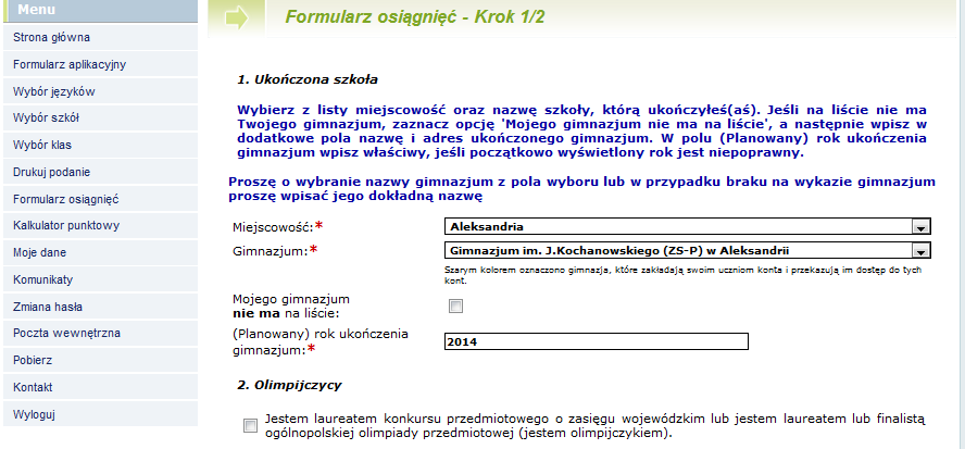 Wprowadzanie ocen, wyników egzaminu