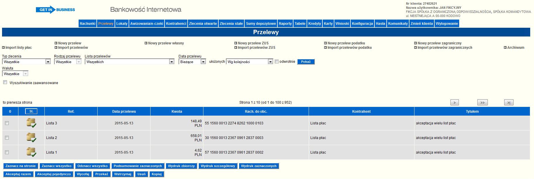 przelewów list płac Rysunek