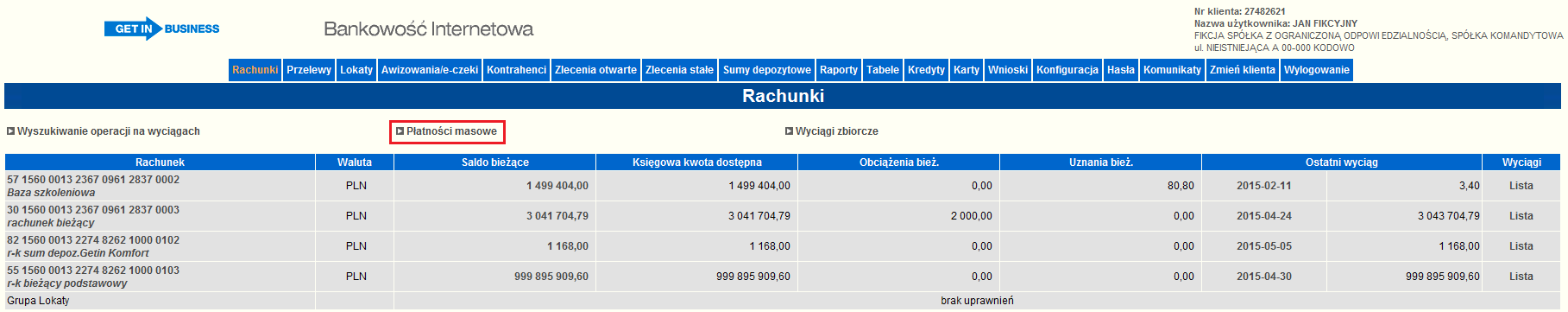 3 Konfiguracja zapisu formatu raportu płatności masowych Użytkownik GB24 może zdefiniować domyślny format w jakim będą się generowały i zapisywały raporty z płatności masowych.