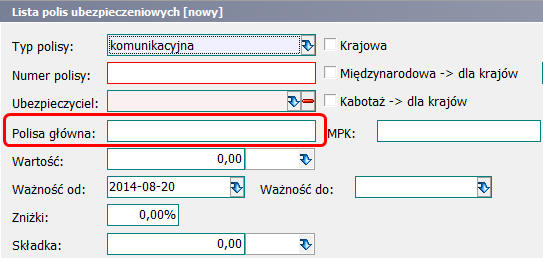 Na polisie dodano informacyją flagę rozbój/rabunek Zdjęto wymagalność wypełnienia pola Polisa główna Działania