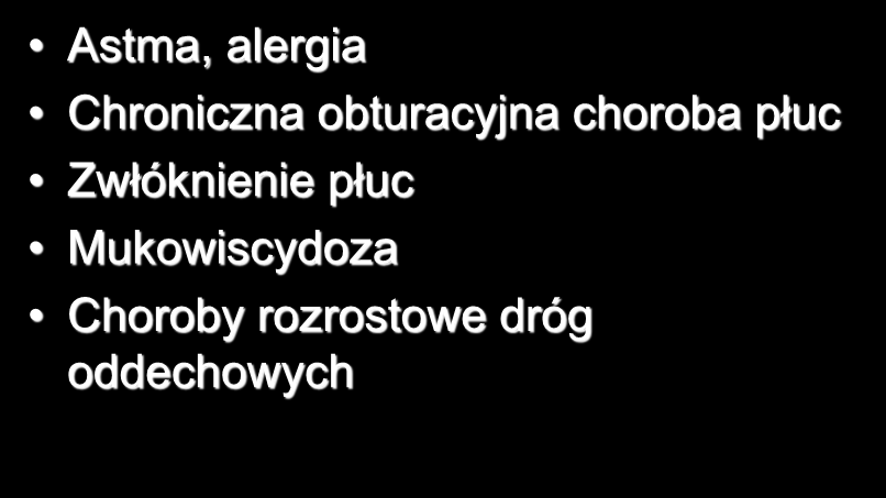 Schorzenia dróg oddechowych Astma, alergia Chroniczna obturacyjna