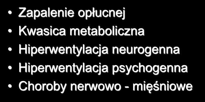 Inne Zapalenie opłucnej Kwasica metaboliczna Hiperwentylacja