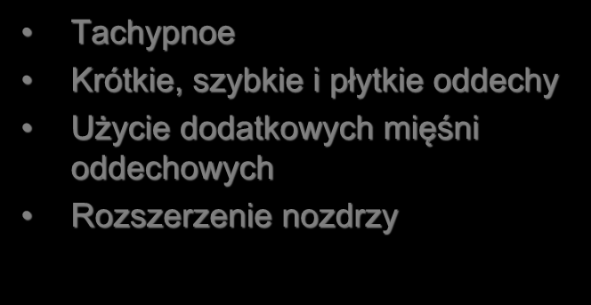 Wzmożona praca oddechowa Tachypnoe Krótkie, szybkie i płytkie