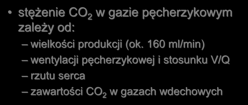 Poziom etco 2 stężenie CO 2 w gazie pęcherzykowym zależy od: wielkości produkcji (ok.