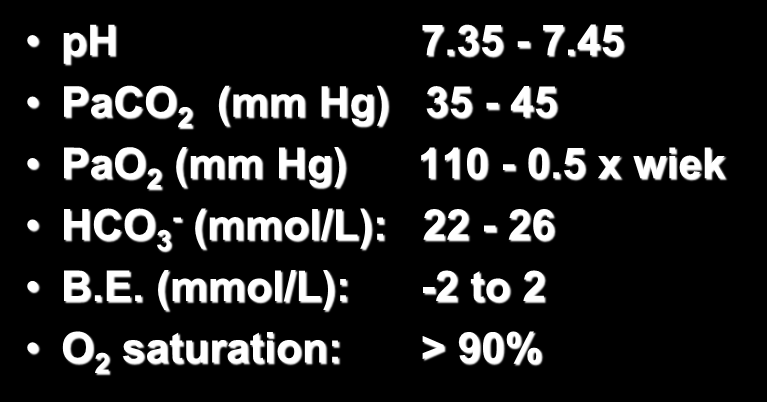 Gazometria tętnicza ph 7.35-7.45 PaCO 2 (mm Hg) 35-45 PaO 2 (mm Hg) 110-0.