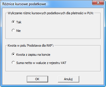 Podręcznik użytkownika Sage Symfonia Finanse i Księgowość 104 Różnice kursowe podatkowe Rys.