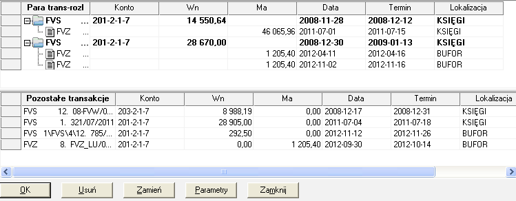 Podręcznik użytkownika Sage Symfonia Finanse i Księgowość 252 Po zdefiniowaniu parametrów należy wybrać przycisk OK - akcja z powrotem zostanie przeniesiona do okna Kontrahenci z transakcjami do