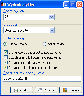 Etykiety cenowe nowe formaty etykiet: A5 i A6 W wersji 9.2.