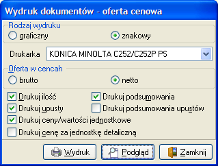 została stworzona możliwość wyboru, czy sekcja ta ma być drukowana z prawej strony (jak dotychczas), czy też po stronie lewej.